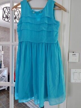 Girls Embellished Sleeveless Ruffle Dress